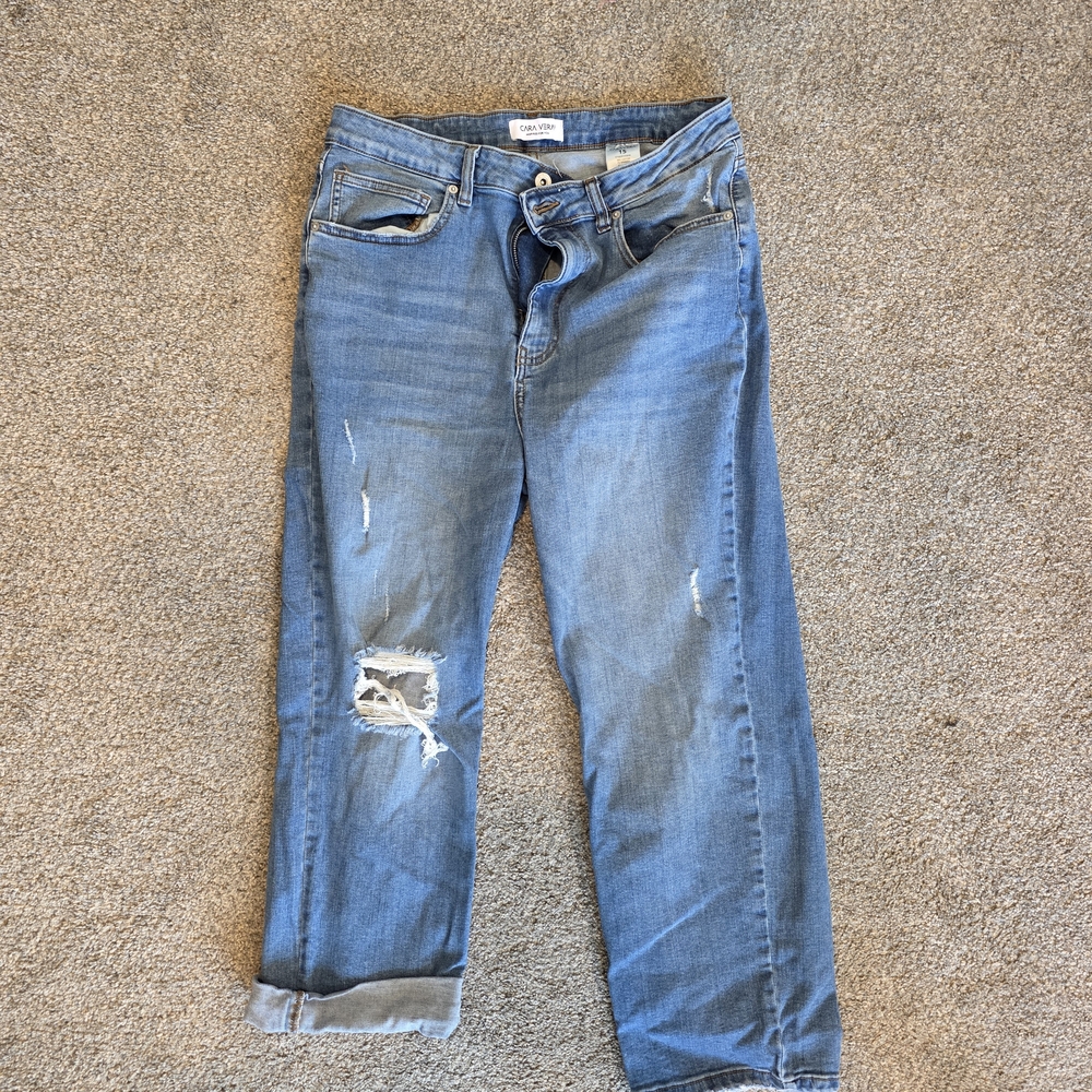 Casual Blue Denim Capris